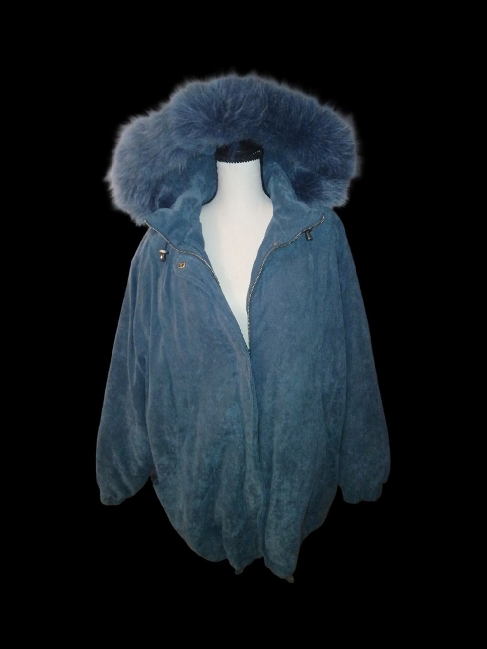 Worthington XL Women's Dusty Blue Faux-Fur Hooded Coat